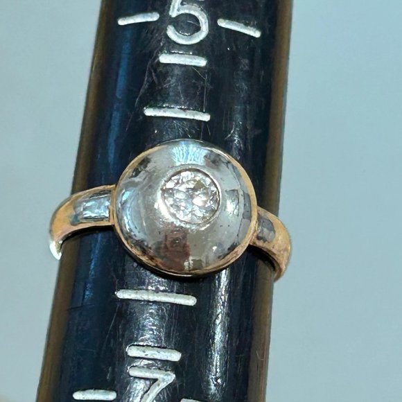 Jewelry - Vintage Sterling Silver Dome Modern Shape Bezel Set CZ Stone Ring Size 6